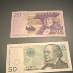 Norway Norges Bank 20 & 50 Kroner Banknotes (2 Notes)