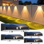 Solar Fence Lights Outdoor 4 Pack Warm White Motion Sensor Wall Lights IP65
