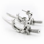Stainless Steel Japanese Katana Stud Earring Biker Punk Jewelry 2F008B