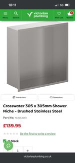 Shower Niche - Crosswater 305 X 305 Stainless Steel