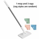New with 3 Reusable Cloths Hands-free Mop 360° Rotating Head Clamping Dust Mops