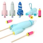Xmas Gift Kids Pencil Case Boys Rocket with Sharpener School Supplies Silicone