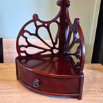 Antique 19thC Mahogany Chippendale Fretwork Corner Wall Shelf with Drawer