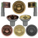 Kitchen Sink Strainers - 90mm kitchen Sink Waste Kit with Overflow -Brass & Gold