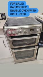 Hotpoint Gas Double Oven and Grill Stainless Steel. Used. Good Condition.