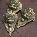 Set of Three, Ormalu / Gilt Bronze, Gothic Revival Furniture Adornments - Mounts