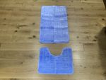 Bath Mat 2pc Set Anti-Slip Spray Rug & Pedestal Floor Mat Absorbent Blue
