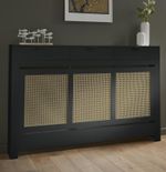 Rattan and Black Radiator Cover - Large with Three Drawers 1500mm