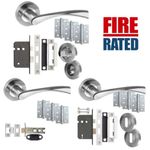 Astrid Chrome Door Handle Fire Rated Door Pack Latch Lock Bathroom - Fire Rated