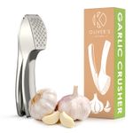 Premium Garlic Press Easy to Use and Clean Garlic Crush Large -  Olivers Kitchen