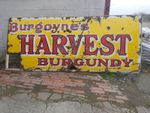 RARE VERY LARGE ENAMEL SIGN BURGOYNES HARVEST BURGUNDY wine