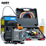 4CFM OMT Air Vacuum Pump HVAC Manifold Gauge Set AC A/C Refrigeration Kit Combo