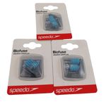 Speedo Biofuse Aquatic Earplug X 3 One Size Grey/Blue Reusable Case New F1