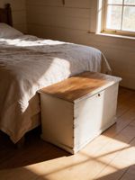 Old Victorian painted shabby pine blanket box / trunk / coffee table / storage c