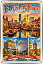 Birmingham England UK Canal Skyline Bullring Fridge Magnet Travel Souvenir Gift