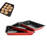 3 PIECE NEW LARGE NON STICK OVEN BAKING ROASTING PAN DISH ROAST TIN & TRAYS SET