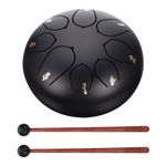 Portable Black Steel Tongue Drum Ethereal Percussion Instrument for Yoga