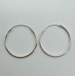 Solid Sterling Silver Medium Sleeper 25mm Hoop/Loop Hinged Earring Size Pair