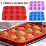 12 SILICONE LARGE MUFFIN YORKSHIRE PUDDING MOULD BAKEWARE CUP BAKING TRAY 1/2x