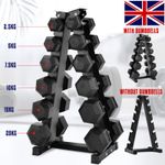 6 Tier Dumbbell Rack Storage Stand Tree Hex Vertical Weight Wide Home Gym fitnes