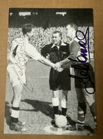 JOHN AND MEL CHARLES SIGNED POSTCARD LEEDS UNITED UTD AUTOGRAPH WALES JUVENTUS