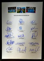 2019 WORLD CUP - ENGLAND cricket UNIQ teamsheet - fully signed by all 15 (RARE)