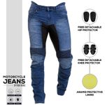 Men Stretch Panel Motorcycle Pants Blue Denim Aramid Lined Biker Riding Jeans