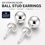 Pair Genuine 925 Sterling Silver Ball Bead Studs Earrings Round Stud Earrings UK