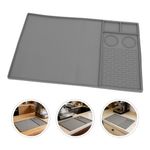 Reusable Grey Silicone Coffee Station Mat with Removable Tray for Easy Cleaning