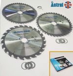 3 x 205mm Circular Saw Disc Blades | 24, 40 & 48 Teeth | Includes Adaptor Bushes