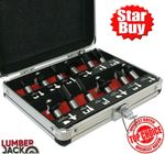12pc Router Bit Set 1/2" Shank TCT Tipped Woodworking Tools in Aluminium Case