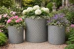 Set Of 3 Galvanised Metal Zinc Tub Planters Large Round Dolly Garden Drum Pots