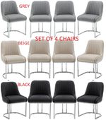 2 4 6  Velvet Dining Chairs Bright Chrome base legs Beige Grey or Black  Velvet