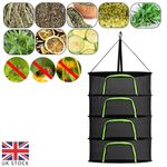 4 Layers Drying Rack Herb Hanging Net Dryer Folding Bag Mesh Hydroponic Plant UK