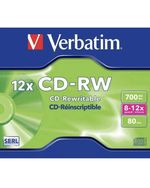 Verbatim CD-RW 80MIN / 700MB Rewritable Blank 12x CDRW Disc NEW & SEALED DISC