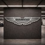 Aston Martin 2 Logo Crest 80cm Aluminum Logo Name Car Garage WALL SIGN Shed PROM