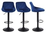 1 2 3 4 or 6 Blue Velvet Bar Stools Swivel Barstools Matt Black Metal