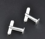 SILVER PLATED FLAT ROUND CUFFLINK FINDINGS CUFF LINK BLANK BACKS CRAFT 25MMX8MM