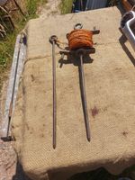 VINTAGE IRON GARDEN STRING LINE / ROW MARKER / WINDER & PIN ALLOTMENT TOOL