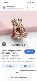 Pandora rose gold charm Dora bear mum and cub