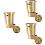 3Pcs Golden Copper Replacement Caster Wheels for Cart and Furniture