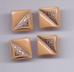 4 vintage camel glass buttons - with silver