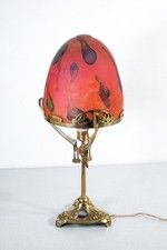 Liberty 1930s Vintage Table Lamp, Hand-Blown Glass, Brass