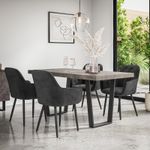 ARIA DINING TABLE AND CHAIRS - CONCRETE EFFECT TOP w BLACK LEGS + ANIKA CHAIR