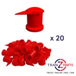 32MM UNIVERSAL LONG REACH DUSTITE TRUCK WHEEL NUT COVER INDICATOR RED X 20