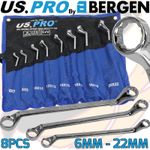 US PRO Offset Double Ring Spanners 12 Point Swan Neck Double Box Wrench 8pc Tool