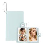 Small Photo Album 2x3" Mini Albums Book with Keychain Hold 36 Photo Light Blue