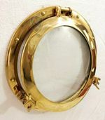 Brass 12" Glass Porthole Shiny Finish Boat Window Nautical Ship Decor