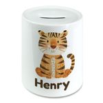 Personalised Watercolour Tiger Kids Savings Money Box Piggy Bank. Any Name
