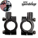 MPW 2x 10mm Motorcycle Handlebar Mirror Mount Adaptor Clamp 7/8 22mm - Black